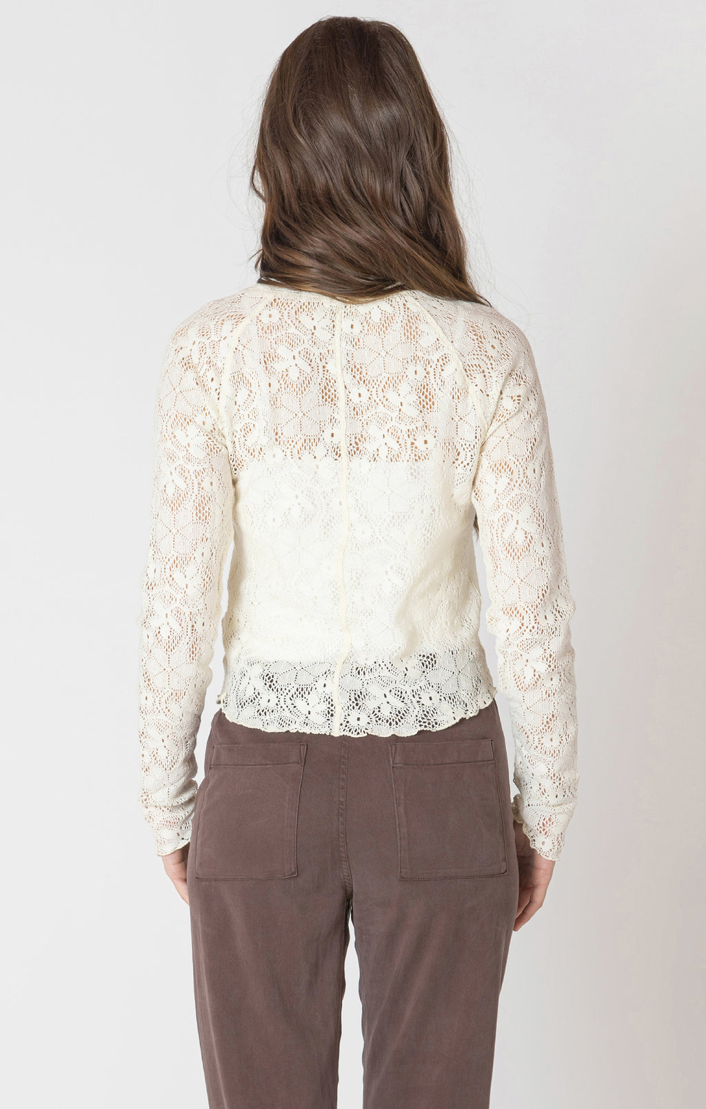 A cream lace long sleeve shirt