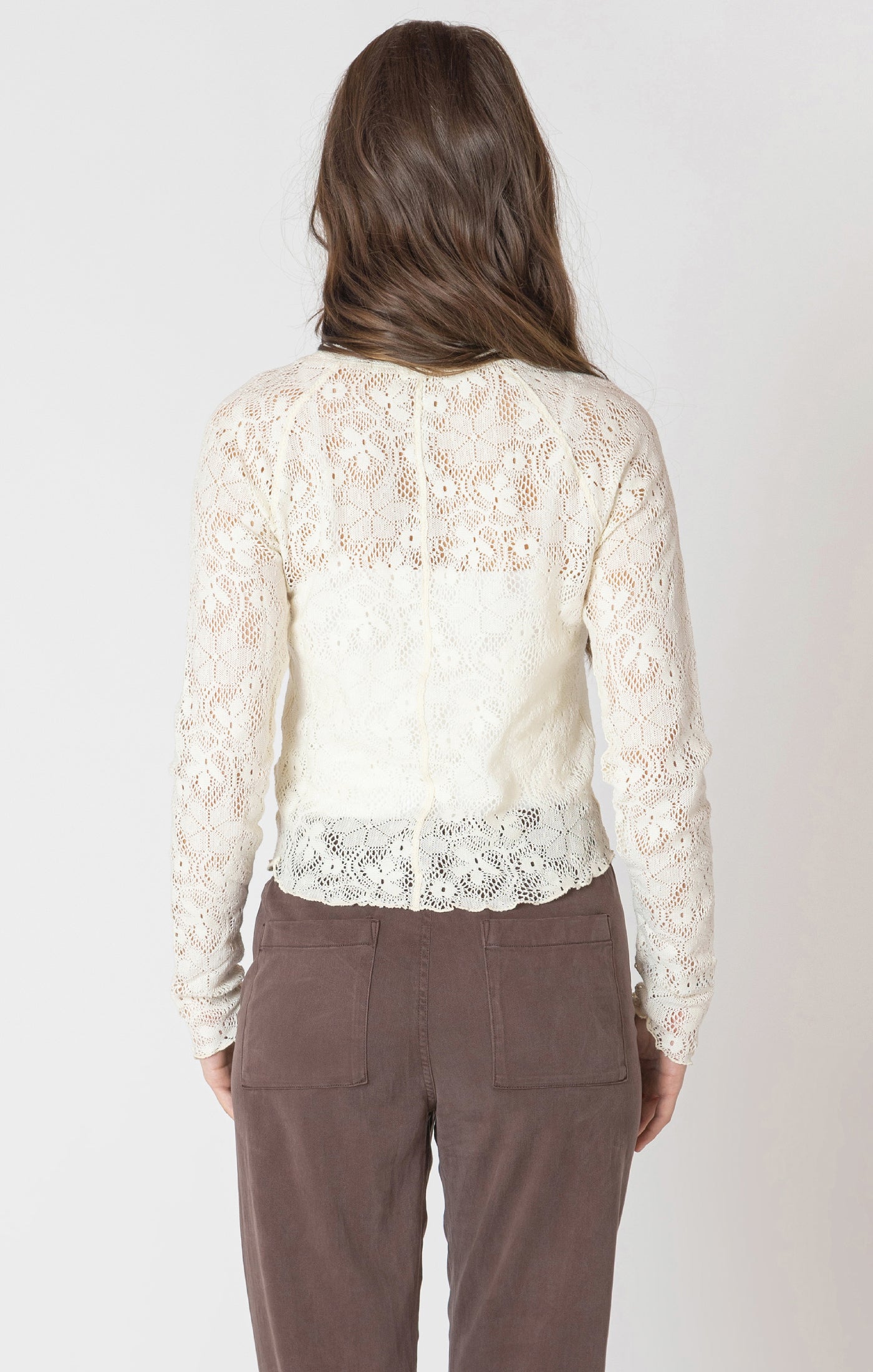 A cream lace long sleeve shirt