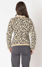 A cozy knit leopard print cardigan back
