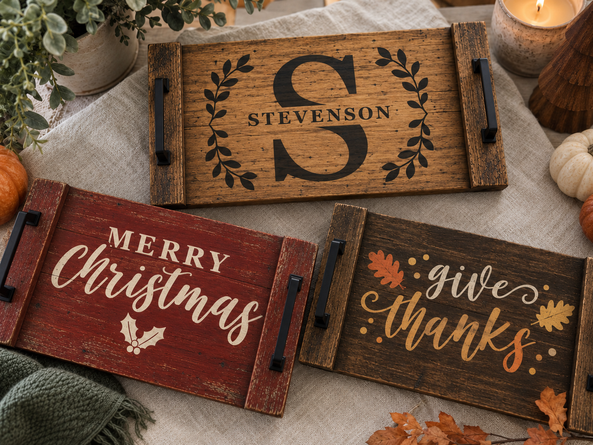 Custom Holiday Signs + Trays