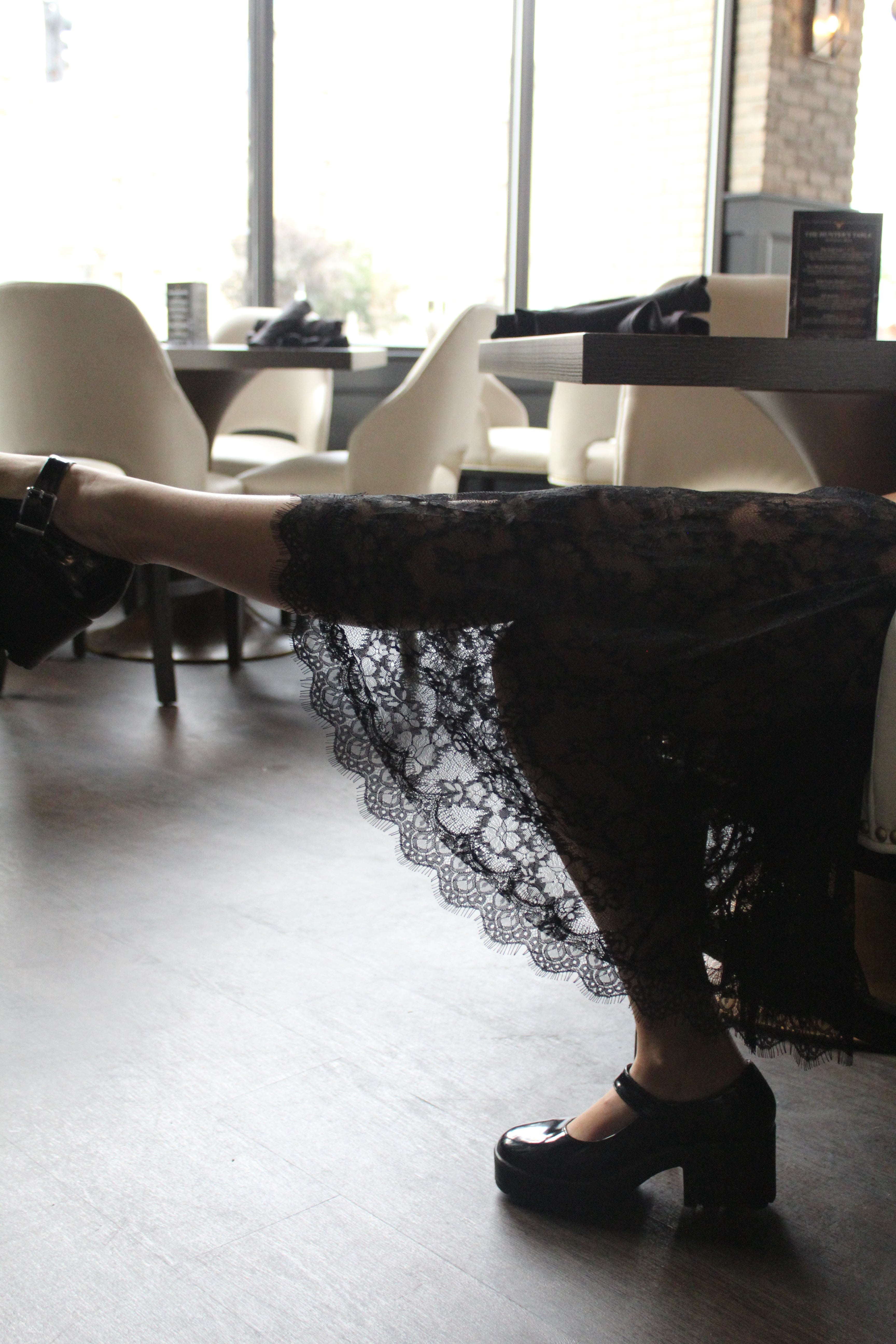 Beautiful lace detailing on bottom half of skirt.