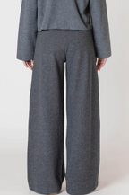 A luxurious knitted, chocolate brown, wide leg pant.