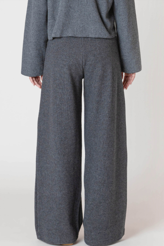 A luxurious knitted, chocolate brown, wide leg pant.