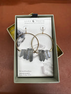 Gold earrings with blue stones in a gift box.